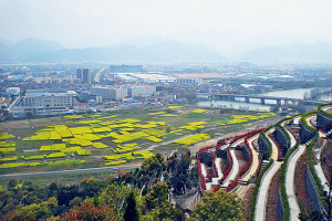 杭州市西湖区钱江陵园高空俯拍图